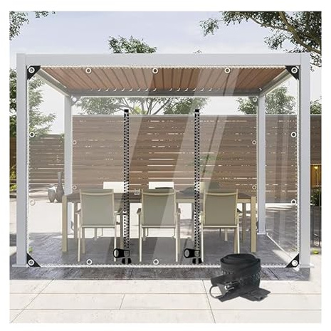 ASDQWER Transparent Waterproof Tarpaulin Side Panels,Foldable Tarpaulin in PVC Material，with Zippered Doors,PVC Rain Curtains,for Porch Patio Garden，Garage，Tarp Cover Sheet(H1.2xW4m/H3.9xW13.1ft)