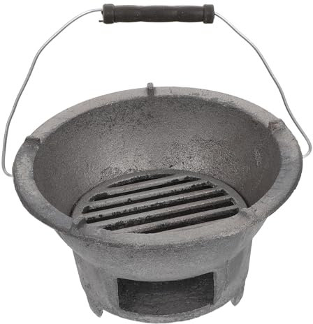 Cabilock Grill im Freien wok Barbecue-Grill-Kohleofen Holzkohlegrills, Kochen im Freien Brenner Ninja outdoor grill angel ausrüstung Holzkohle-Grillschale Holzkohlegrillofen Roheisen Silver