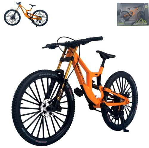 Kuasting 1:8 Scale Mountain Bike Toy DS Die-Cast Mini Finger Bicycle Model Figurine for Desktop Decoration and Cake Topper Crafts (Yellow)