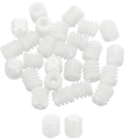 sourcing map 200Pcs 0.34x0.39 Hinge Dowels, Plastic Dowel Insert with Threaded for Cabinet Door Hinges Furniture Connections, White