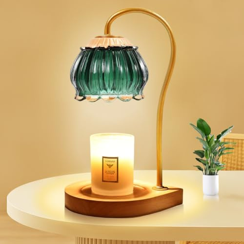 Lámpara Calentador De Velas Regulable con Temporizador, Calentador De Velas Eléctrico con 2 Bombillas, Lámpara Calienta Velas para Decoración del Dormitorio del Hogar