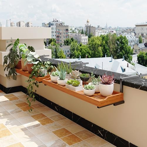 Onxyrbyte Table Balcon Suspendue Reglable,Table Balcon Suspendue Bois,Table De Bar Balcon pour Balustrades,Stable Et SéCurisé,pour La Suspension sur Balustrade De Balcon