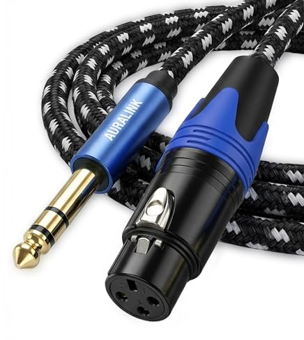 AURALINK XLR Female to 1/4 Inch (6.35mm) TRS Cable, Braided 6.35mm Stereo Jack Balanced to 3pin XLR Microphone Cable for Guitar, Mixer, Speaker (Female, 5M)