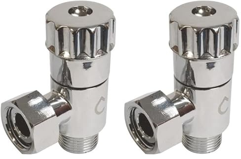 SOMATHERM FOR YOU, Rubinetto d'arresto ad angolo anticalcare per WC, ingresso maschio3/8, uscita dado girevole3/8, testa ceramica, ottone cromato, finitura curata -3/8, cromato (Confezione da 2)