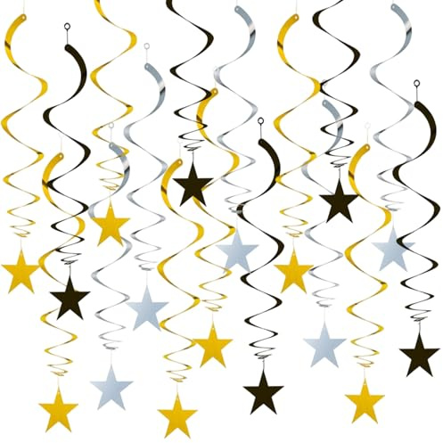 15 Pcs Décorations à Suspendre, Guirlandes en Papier à Suspendre, Guirlande Etoile Papier Réfléchissante, Décoration de Fête pour Plafond, Remise de Diplôme, Mariage, Fête
