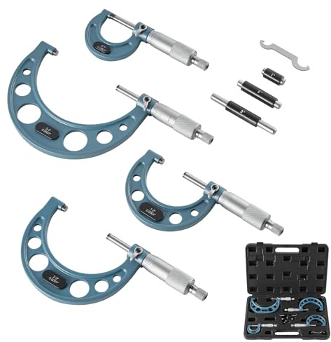 VEVOR 4 PCS Micrometer Set, 0-1/1-2/2-3/3-4 Machinist Outside Micrometer, Ultra-Precision 0.0001 Accuracy, Professional Machinist Tools with Protective Case, for Metalworking & Engineering