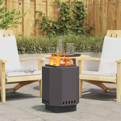 Nqyjm Cesta de fuego sin humo, color negro, 38 x 38 x 51 cm, acero para jardín, terraza, exterior LH879858