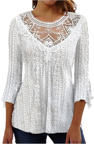 Genérico Top Encaje Mujer Fiesta Salir Encaje Transparentes Camiseta Encaje Mujer Basica Noche Y2k Elegante Blusas