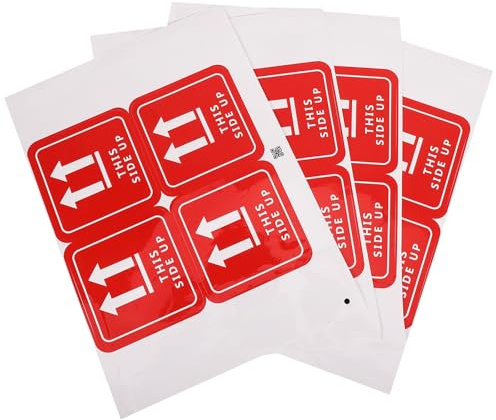 Garneck Lot de 16 Autocollants D'expédition 10x10 Cm Étiquettes D'avertissement Anti-renversement Autocollantes pour Colis Fragiles, Résistantes et Adaptées au Transport Industriel