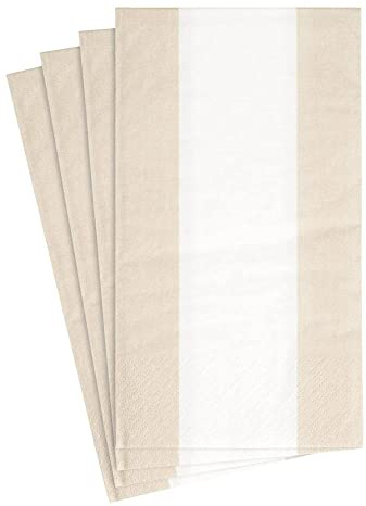 Caspari Bandol Papierservietten, gestreift, naturfarben, 15 Stück