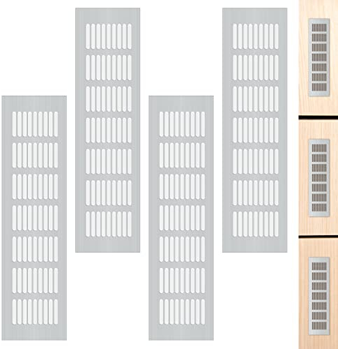 4Pcs Ventilation Gitter Aluminium Ventilation Grille Rechteckig Lüftung Gitter Alumium Lüftungsgitter für Schränke Schuhschränke Wohnmobil Badezimmer Küche (8X30CM)
