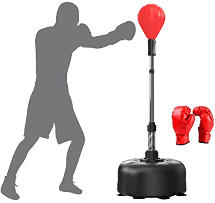 YLWX Speed Reflex Punchingball, Boxsack Stehend for Erwachsene, Boxing Sandsack for Karate Kampfsport Kickboxen (Color : Schwarz)