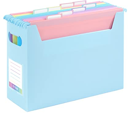 Viquel - Ordnerbox Easycase gefüllt mit 8 Hängemappen A4 Rainbow Pastell - Pastellblau