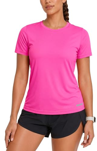 Zengjo Womens Gym Tops Short Sleeve Quick Dry Running Sports T Shirts | UPF 50+ sun protection, moisture-wicking tech jersey, tagless crew neck, reflective details, outdoor fitness