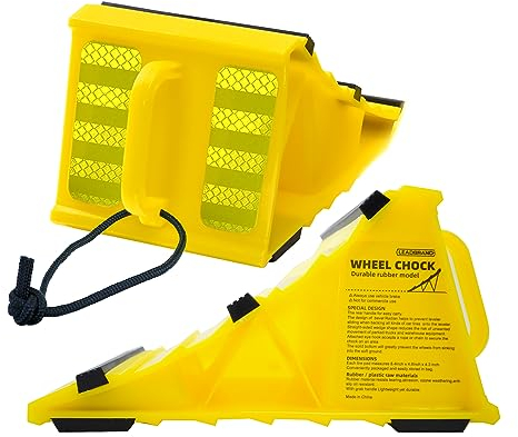 leadstand KFZ-Unterlegkeile, rutschfeste Unterseite, Wohnmobil, Anhänger, gelber Kunststoff, geeignet für die meisten Reifengrößen, 4 Stück Marke