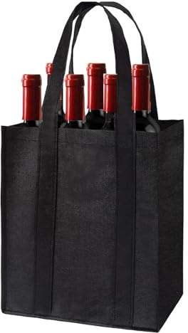 JCKD Sacchetto Bottiglia Nero, Non Tessuto, Riutilizzabile, 6 Scomparti, Con Borsa Trasporto, Adatto per Viaggi e Campeggio