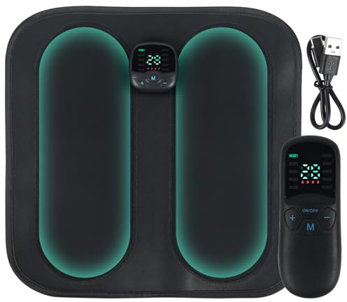 EMS Fußmassagegerät mit Fernbedienung, 10 Modi und 30 Intensitäten Elektrisches Fussmassagegerät, Foot Massager, Tragbares Intelligente Massagematte für die Durchblutung Muskelschmerzen Linderung