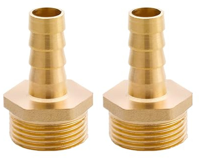 2 accesorios de manguera de latón BSP, adaptador de conector de manguera de cola de púas BSP de 3/4 pulgadas, junta acopladora de manguera de jardín para combustible, aire, gas, agua, aceite (12 mm)