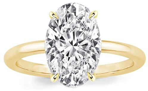RURULUYA 3.5CT Elongated Oval Cut Engagement Rings for Women,Simulated Diamond Promise Ring,925 Sterling Silver 18K Yellow Gold Plated Ring Size 5
