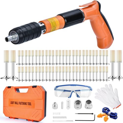 Pistolet a Clou Manuel avec 220 Clous Ronds, Pistolet Cloueur Beton, 5 Vitesses Clou Rivet Gun Beton, Pistolet à Clous Beton Portable, Pistolet à Clous en Acier, Kit pour Ongles en Béton