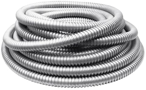 Xadnitu 1/2 Inch Flexible Reduced Wall Electrical Conduit, 25 Ft Iron Galvanized Cable Sleeve Tube for Home Low Voltage Cable Management, Wiring and Protection