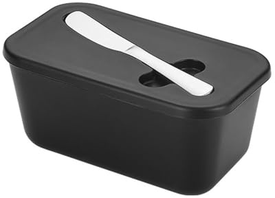 Butterdose Butterschale Butterbehälter, Leicht zu Reinigen, Schwarze Butterdose mit Deckel und Edelstahl-Messer – der Elegante Aufbewahrungshelfer für Ihre Küche(Schwarz)