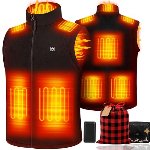 KUOFENV Heated Vest Women Men with 20000mAh Power Bank, Fleece Heating Vests for Cycling, Camping, Hiking & Hunting