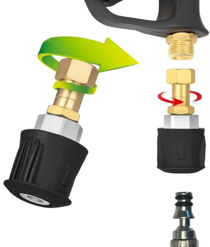 Juego de adaptadores para Parkside Quick Connect a M22 rosca interior giratoria 360° – Conector rápido anti enrollamiento de latón compatible con limpiador de alta presión Parkside M&M Smartek