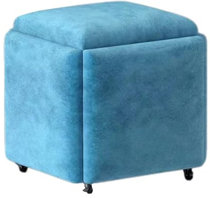 Generico Sedia a cubo con poggiapiedi impilabile, sgabelli combinati con ruote, sgabello da toeletta, for piccoli spazi, soggiorno, sala da pranzo (45x45x45 cm)(Color 2,45x45cm)