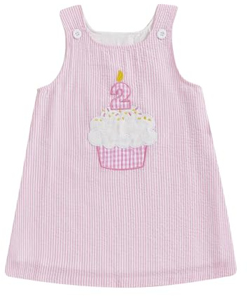 Geagodelia Toddler Baby Girl Birthday Princess Dress 2nd/3rd/4th Little Girls A-Line Skirt Sleeveless Number Cupcake Embroidery Pageant Baptism Happy Birthday Party Tank Dress