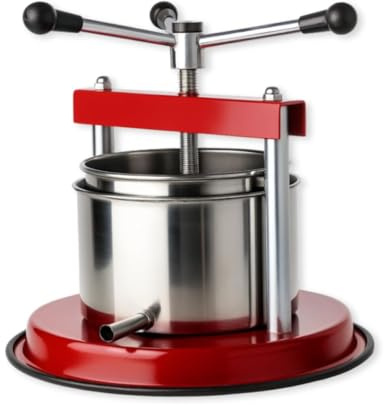 SHOPROM - Torchio Manuale 1,5 Litri in Acciaio Inox, Pressa Multiuso per Uva, Frutta e Verdura, Uso Domestico