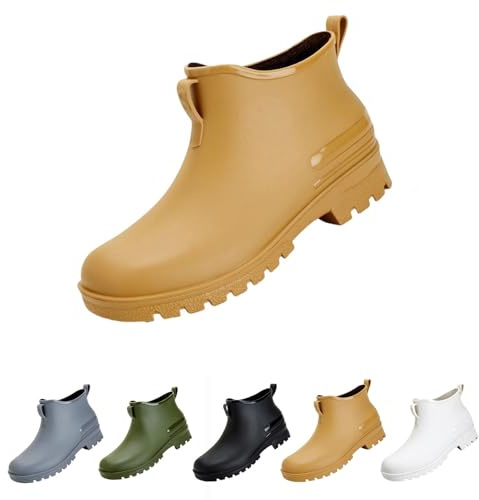 Botas de goma cortas para mujer, resistentes al agua, zapatos de lluvia de verano, botas de trekking, resistentes a la abrasión, botas de senderismo con suela antideslizante, botines ligeros, botas