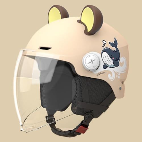 Casque De Trottinette Enfant Tendance avec Oreilles d'ours, Homologué ECE 22.06, Demi-Casque De Moto Enfant pour Garçons Et Filles De 3 À 12 Ans, Casque De Cyclomoteur Enfant C,50-60cm