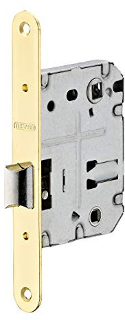 THIRARD - Serrure Encastrable à Condamnation - Pour Salle de Bain et Toilette - Axe 50 mm - Entr’axe 70 mm - Bouts Ronds - Coffre Acier Embouti - Têtière Acier - Demi-Tour Réversible - Gris