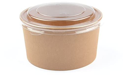 150 Stück Kraft Salatschalen mit Deckel, rund, 1000 ml Salatbox Paper Bowl Salat to go Schale Salat-Bowl Hartpapier Salad Cups Salatbecher Kartonschale