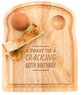 Engraved Egg and Toast Board for 60th Birthday - Funny 60th Birthday Gifts for Men Women - Engraved Wooden Breakfast Tray