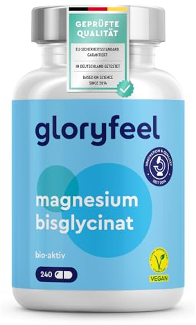 Magnesium Bisglycinat - 240 Kapseln - 400mg Chelatiertes Magnesium pro Tag - Hochdosiert für weniger Müdigkeit + Muskel-Support* - Vegan, laborgeprüft, ohne Zusätze in Deutschland hergestellt