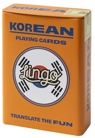 Spielkarten in Blechbox, stabiles Reiseetui, Hangul-Sprachlernspiel-Set mit nützlichen Sätzen, lustiges visuelles koreanisches Lernkartendeck zur Verbesserung des Wortschatzes und der