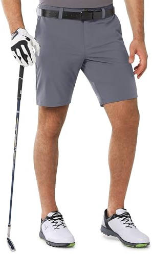 Outdoor Ventures Men's Golf Shorts 9'' UPF 50+ Bermuda Shorts 4-Way Stretch Lightweight Quick-drying Shorts with 3 Tee-holders and 4 Pockets for Golfing Dark Grey 34