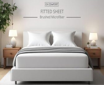 ChComfort Deep Double Size Fitted Sheet with 2 Matching Pillowcase - White Microfiber, All-Around Elastic 40cm depth, Wrinkle-Free, Fade Resistant - Suitable for All! (White, Double)