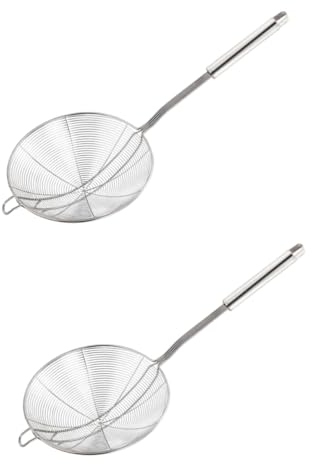 TOPBATHY 2stücke Colander Mit Griff Drahtgeflecht Schöpflöffel Für Heiße Gerichte Nudeln Und Frittieren Hitzebeständig Und Spülmaschinenfest