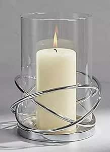Decorative Silver Circular Lantern Hurricane Candle Holder Metal Frame for Pillar Candle