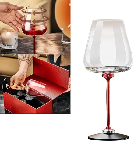 HFLWYWD Decanter per Vino Rotante Con Cristalli, Calici Creativi, Bicchiere di Cristallo per Vino Rosso o Bianco Con Tazza Rimovibile, Idea Regalo per Natale e Halloween
