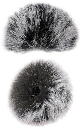 2 Pcs Furry Lavalier Microphone Cover Lapel Microphone Wind Muff Small Fur Mic Wind Screen Soft Mic Protection Cover Dead Cat Mic Windscreen Plush Mic Windshield