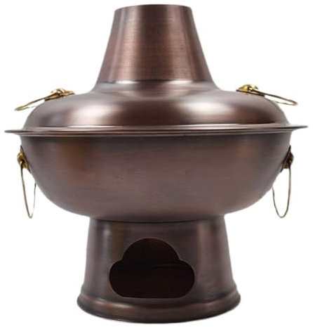 Fondue Olla Hot Pot Olla Caliente De Carbón Tradicional Chino, Olla Gruesa De Cobre, Adecuada Para Acampar Y Restaurante Fondue Queso(30CM)