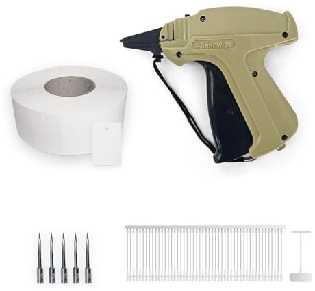 Pistola de etiquetado Arrow 9S + 5 agujas de repuesto + 1000 etiquetas de cartón 30 x 45 mm + 1000 hilos estándar (hilos de grapado de 40 mm)