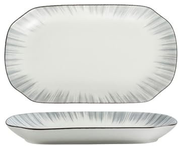 Keramisk servis rektangulär tallrik, fisktallrik liten sked soppsked stor sked - 30 cm fisktallrik