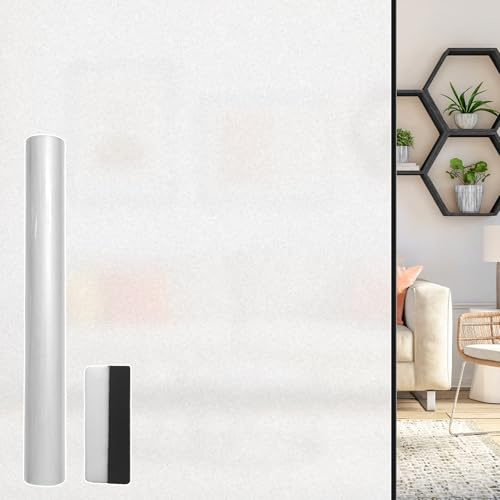 Frosted Glass Window Privacy Film - Heat Control Sun UV Blockingļ¼Removable, Reusable, Opaque, Non Adhesive Static Cling Glass Stickers Door Coverings Decals for Bathroom Home Office