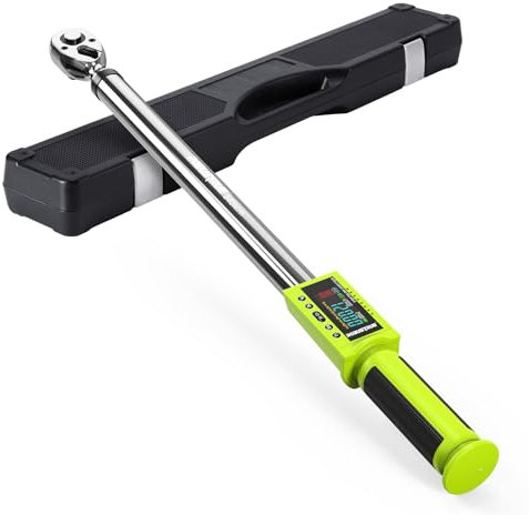 Robustrue 1/2“ 340.Nm llave dinamométrica digital, precisión ±2%, llave dinamométrica electrónica con zumbador y LED, 500 posiciones de memoria y 10 preajustes para bicicleta, moto y coche