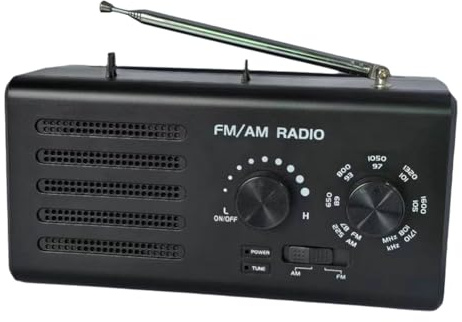 Fangxuee Radio Portátil Am/FM con Transistores, Altavoz, Sintonizador Grande, Conector para Auriculares, para Emergencias en Casa y Exteriores, Enchufe Europeo.